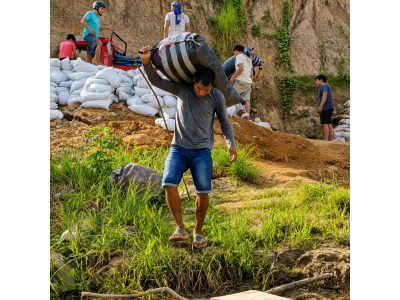 Transporte de castaña amazónica hacia el punto de acopio